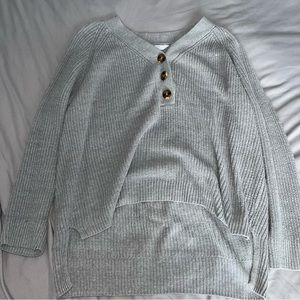 Time and Try Gray Sweater with Button Details